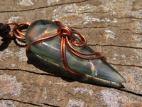 Polished Aqua Silica in Copper Art Wire Wrap Pendant -  sold per piece From South Africa - TopRock