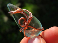 Polished Aqua Silica in Copper Art Wire Wrap Pendant -  sold per piece From South Africa - TopRock