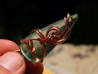 Polished Aqua Silica in Copper Art Wire Wrap Pendant -  sold per piece From South Africa - TopRock