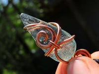 Polished Aqua Silica in Copper Art Wire Wrap Pendant -  sold per piece From South Africa - TopRock