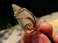 Polished Aqua Silica in Copper Art Wire Wrap Pendant -  sold per piece From South Africa - TopRock