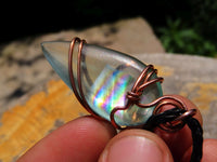 Polished Aqua Silica in Copper Art Wire Wrap Pendant -  sold per piece From South Africa - TopRock