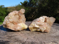 Natural Smokey Phantom Quartz Clusters x 2 From Lwena, Congo - TopRock