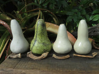 Polished Leopard Stone & Marble Butternut Carvings x 4 From Zimbabwe - TopRock