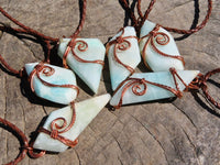 Polished Facetted Freeform Smithsonite Crystals Set In Copper Art Wire Wrap Pendant - sold per piece From South Africa - TopRock