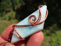 Polished Facetted Freeform Smithsonite Crystals Set In Copper Art Wire Wrap Pendant - sold per piece From South Africa - TopRock