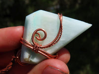 Polished Facetted Freeform Smithsonite Crystals Set In Copper Art Wire Wrap Pendant - sold per piece From South Africa - TopRock