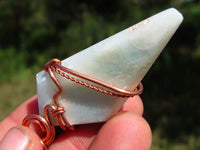 Polished Facetted Freeform Smithsonite Crystals Set In Copper Art Wire Wrap Pendant - sold per piece From South Africa - TopRock