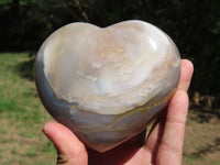 Polished Large Agate Hearts With Banding & Quartz  x 2 From Madagascar - TopRock