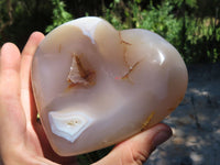 Polished Large Agate Hearts With Banding & Quartz  x 2 From Madagascar - TopRock