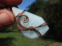 Polished Mixed Jewellery Free Forms With Copper Art Wire Pendants x 6 From Southern Africa - TopRock