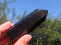 Polished Pitch Black Basalt Points/Prisms x 12 From Madagascar - TopRock