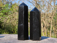 Polished Black Basalt Crystal Points x 4 From Madagascar - TopRock