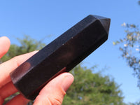 Polished Pitch Black Basalt Points/Prisms x 12 From Madagascar - TopRock