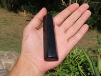 Polished Pitch Black Basalt Points/Prisms x 12 From Madagascar - TopRock