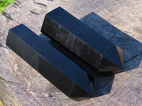 Polished Black Basalt Crystal Points x 4 From Madagascar - TopRock