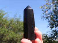 Polished Pitch Black Basalt Points/Prisms x 12 From Madagascar - TopRock