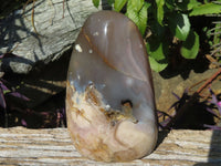 Polished Coral Flower Agate Standing Free Forms x 3 From Madagascar - TopRock