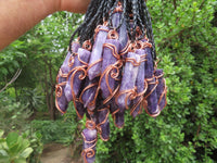 Polished Lepidolite Crystal In Copper Art Wire Wrap With Thong - sold per piece From Zimbabwe - TopRock