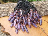 Polished Lepidolite Crystal In Copper Art Wire Wrap With Thong - sold per piece From Zimbabwe - TopRock