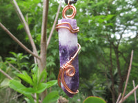 Polished Lepidolite Crystal In Copper Art Wire Wrap With Thong - sold per piece From Zimbabwe - TopRock