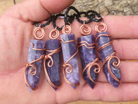 Polished Lepidolite Crystal In Copper Art Wire Wrap With Thong - sold per piece From Zimbabwe - TopRock