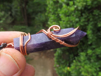 Polished Lepidolite Crystal In Copper Art Wire Wrap With Thong - sold per piece From Zimbabwe - TopRock