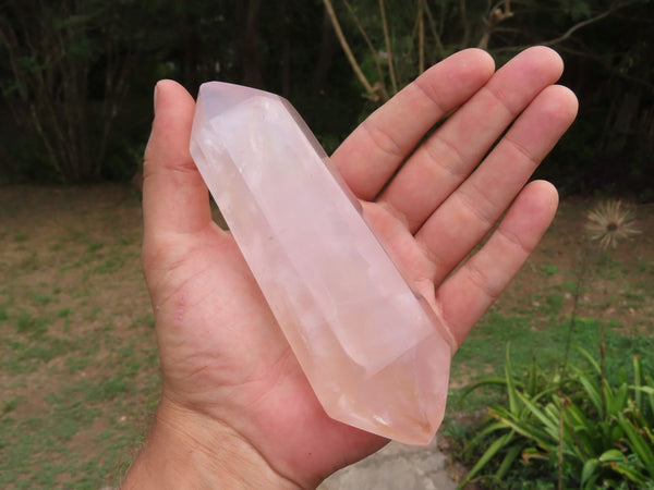 Polished Gemmy Double Terminated Rose Quartz Crystals x 3 From Ambatondrazaka, Madagascar - TopRock