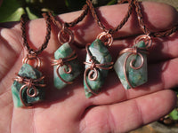 Polished Copper Quartz Cabochon In Copper Art Wire Wrap Pendant - sold per piece - From Messina Limpopo, South Africa - TopRock