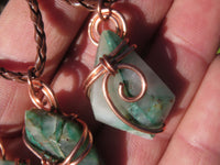 Polished Copper Quartz Cabochon In Copper Art Wire Wrap Pendant - sold per piece - From Messina Limpopo, South Africa - TopRock