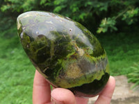 Polished Dark Exceptional Green Opal Standing Free Forms x 3 From Antsirabe, Madagascar - TopRock