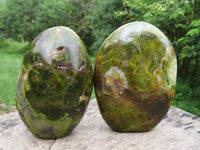 Polished Dark Exceptional Green Opal Standing Free Forms x 3 From Antsirabe, Madagascar - TopRock