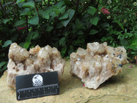 Natural Smokey Phantom Quartz Clusters x 2 From Lwena, Congo - TopRock