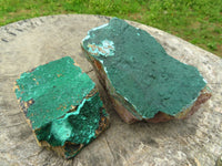 Natural Drusy Crystalline Malachite on Matrix Specimens x 2 From Tenke, Congo - TopRock