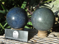 Polished Lazulite Spheres x 2 From Ambatfinhandrana, Madagascar - TopRock