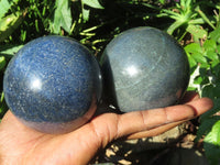 Polished Lazulite Spheres x 2 From Ambatfinhandrana, Madagascar - TopRock