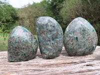 Polished Green Emerald In Matrix Standing Free Forms x 3 From Zimbabwe - TopRock