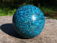 Polished Chrysocolla Conglomerate Sphere With Azurite x 1 From Congo - TopRock