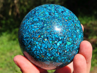 Polished Chrysocolla Conglomerate Sphere With Azurite x 1 From Congo - TopRock