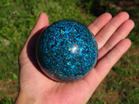 Polished Chrysocolla Conglomerate Sphere With Azurite x 1 From Congo - TopRock