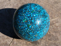 Polished Chrysocolla Conglomerate Sphere With Azurite x 1 From Congo - TopRock