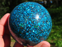 Polished Chrysocolla Conglomerate Sphere With Azurite x 1 From Congo - TopRock