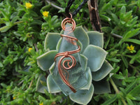 Polished Aqua Silica Individually Made Jewellery Pieces In Copper Art Wrap & Plaited Chord With Clasp - sold per piece From South Africa - TopRock