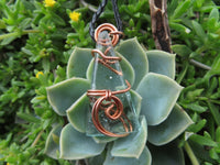 Polished Aqua Silica Jewellery Free Form In Copper Art Wire Wrap  -  sold per piece From South Africa - TopRock