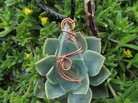 Polished Aqua Silica Jewellery Free Form In Copper Art Wire Wrap  -  sold per piece From South Africa - TopRock