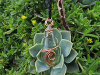 Polished Aqua Silica Jewellery Free Form In Copper Art Wire Wrap  -  sold per piece From South Africa - TopRock