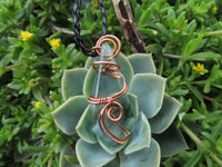 Polished Aqua Silica Jewellery Free Form In Copper Art Wire Wrap  -  sold per piece From South Africa - TopRock