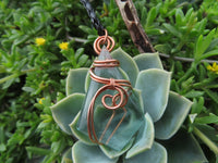 Polished Aqua Silica Jewellery Free Form In Copper Art Wire Wrap  -  sold per piece From South Africa - TopRock