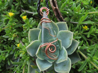 Polished Aqua Silica Jewellery Free Form In Copper Art Wire Wrap  -  sold per piece From South Africa - TopRock