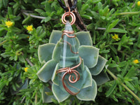 Polished Aqua Silica Individually Made Jewellery Pieces In Copper Art Wrap & Plaited Chord With Clasp - sold per piece From South Africa - TopRock